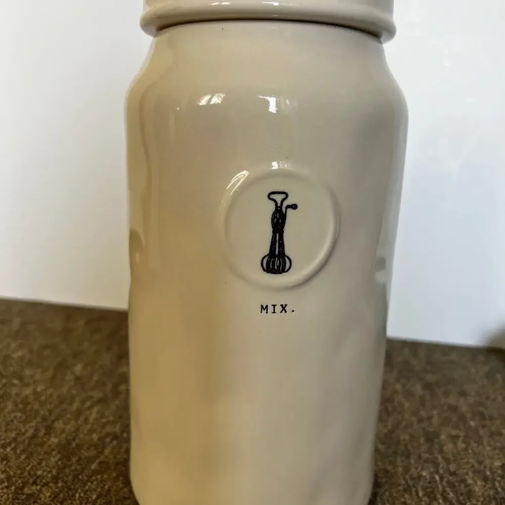 RAE DUNN Ivory Ceramic Canister 10 .5” x 4.5